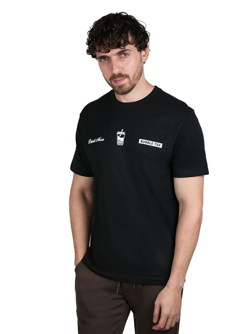 جيوردانو تيشيرت رجالي قطن بقصة ضيقة وطبعة رسالة